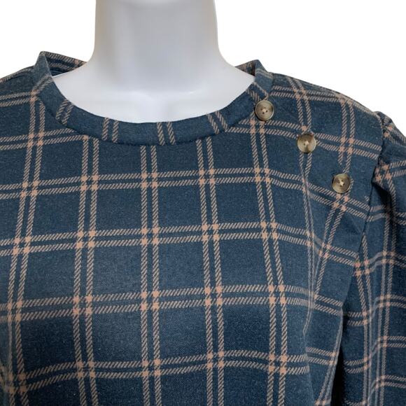 NWT! Ann Taylor Plaid Mixed Media Top Womens Size L - Picture 2 of 7